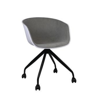 Thinia Home - Silla De Escritorio Ergonómica Simply, Silla De Oficina, Con Ruedas, Giratoria 360º, Con Reposabrazos, Diseño Moderno, Cómoda, Color Gris