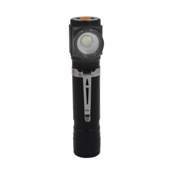 7hsevenon - Linterna Led Luz Lateral Con Usb Y 4 Modos De Iluminación, Aluminio, Talleres, Acampada, Camping, Tecnología Led Xpe, 3w Potencia, 7500k, Protección Ip54, Color Negro/plateado