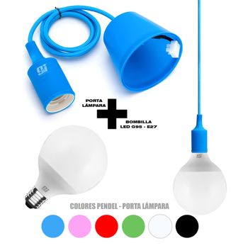 Kit Pendel Silicona Colores E27 Max. 60w 1m Ip20 + Bombilla Globo Led E27 Nine&one