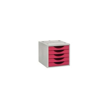 Módulo De Cajones Archivo 2000 4005 Fc Lume Gris  Fucsia 5 Compartimentos 27 (a) X 26 (h) X 34 (p) Cm