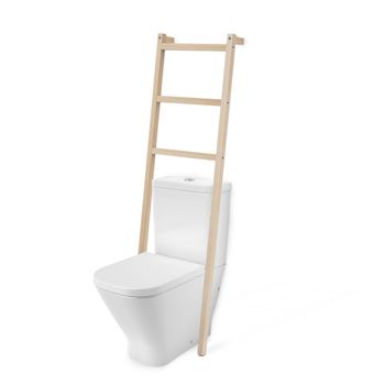 Toallero Escalera Madera Natural, Con 3 Peldaños, Para Wc Baño