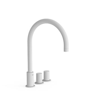 Tres 06110501bm Study Grifo Bimando De Repisa Para Lavabo Color Blanco Mate