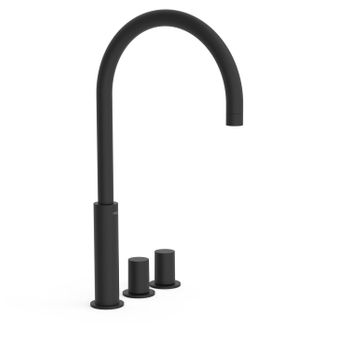 Tres 06110502nm Study Grifo Bimando Alto De Repisa Para Lavabo Color Negro Mate