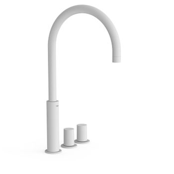 Tres 06110502bm Study Grifo Bimando Alto De Repisa Para Lavabo Color Blanco Mate