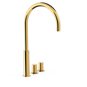 Tres 06110502or Study Grifo Bimando Alto De Repisa Para Lavabo Color Oro 24k