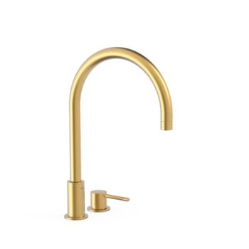 Tres 26110501om Study Grifo Monomando De Repisa Para Lavabo Color Oro Mate 24k