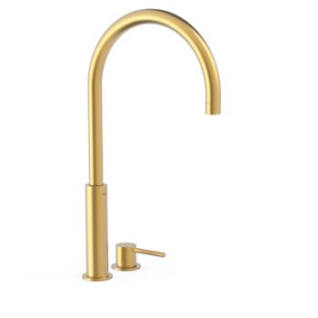 Tres 26110502om Study Grifo Monomando Caño Alto De Repisa Para Lavabo Color Oro Mate 24k