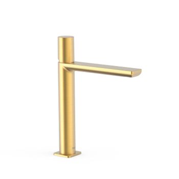 Tres 20020304om Loft Grifo Monomando Caño Alto Para Lavabo Color Oro Mate 24k