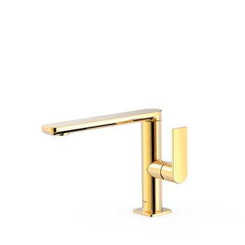 Tres 20020501or Loft Grifo Monomando Con Maneta Lateral Para Lavabo Color Oro 24k