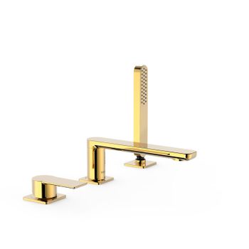 Tres 20016203or Loft Grifo Monomando Para Borde De Bañera Color Oro 24k