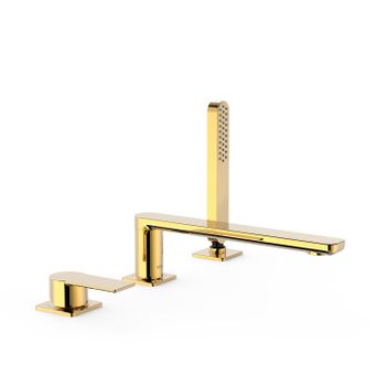 Tres 20016201or Loft Grifo Monomando Para Borde De Bañera Color Oro 24k