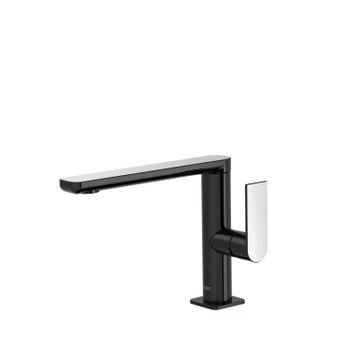 Tres 20020501ne Loft Grifo Monomando Con Maneta Lateral Para Lavabo Color Negro-cromo