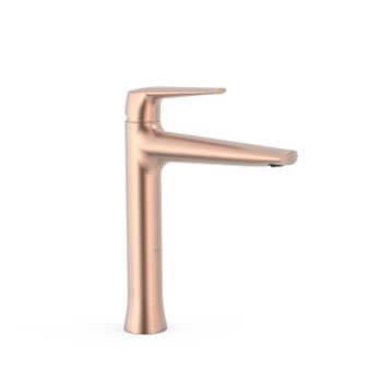 Tres 28120301opm Fuji Grifo Monomando Lavabo Caño Alto Color Oro Rosa Mate 24k