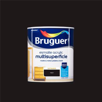 Esmalte Acrílico Multisuperficie Bruguer Satinado Negro 750ml