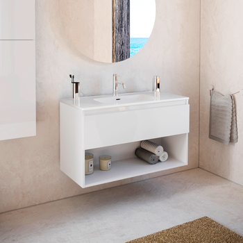 Cosmic Bbest Mueble De Baño Con Lavabo 1 Cajón Y 1 Hueco Color Blanco Brillo 60 Cm