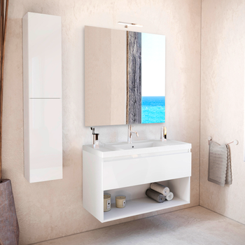 Cosmic Bbest Conjunto Mueble De Baño Completo Teckstone 1 Cajón Y 1 Hueco Color Blanco