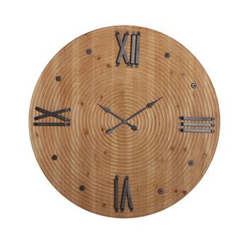 Reloj Pared, De Madera Tropical, En Color Marrón, De 120x120x6cm