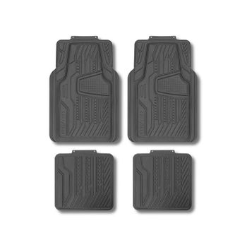 Jgo. Alfombrillas de Goma para Coche efecto aluminio Negro