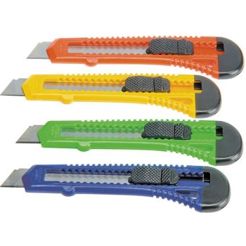 Cutter Grande Retractil - Empuñadura De Plastico - Bloqueo De Seguridad Bismark