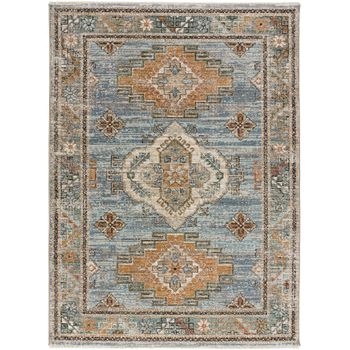 Alfombra Vintage En Poliéster - Atticgo - Cambridge - Azul, 160x230 Cm