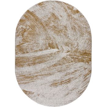 Alfombra Abstracta Ovalada - Atticgo - Smoothy - Mostaza, 160x230 Cm