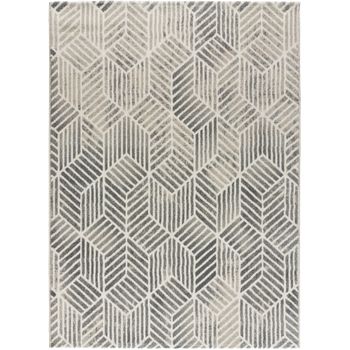 Alfombra Geométrica - Atticgo - Sensation - Plata, 80x150 Cm