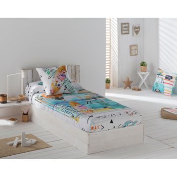 Edredon Ajustable Beach Color Unico Cama De  090