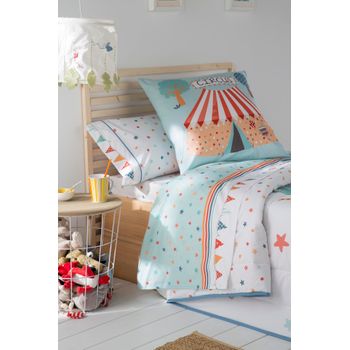 Juego De Sábanas Infantil 3 Piezas Circus 100% Algodón Para Cama De 90 Cm