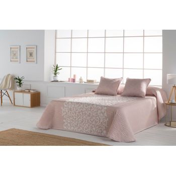 Colcha De Pique Modelo Amal Color Rosa Cama De 135 Cm.