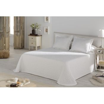 Colcha De Pique Modelo Venice Color Blanco Cama De 135 Cm.