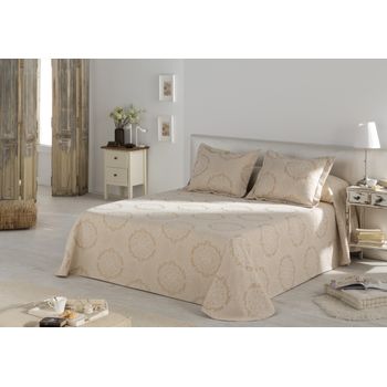 Colcha Pique Modelo Fiore Beige Cama 135 Cm. con Ofertas en Carrefour