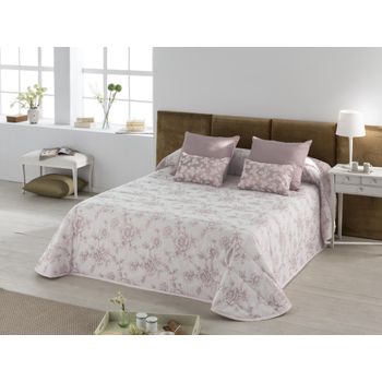 Colcha Bouti Relleno 90 Grs Tejido Jacquard Fantasy Rosa Para Cama De 105 Cm