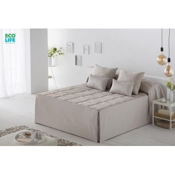 Colcha Edredón Con Volante Y Relleno 250 Gr Ferrara Beige Para Cama De 105 Cm