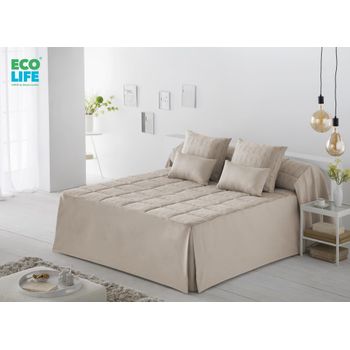 Colcha Edredón Con Volante Y Relleno 250 Gr Kim Beige Para Cama De 90 Cm