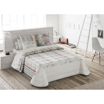 Colcha Bouti Estampada Cosida Reversible Para Cama De 150 Cm Blanco/ Pastel  Samui + Cojines con Ofertas en Carrefour