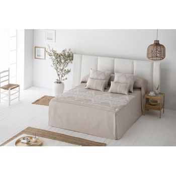 Colcha Edredón Con Volante Y Relleno 240 Gr Idalia Beige Para Cama De 90 Cm