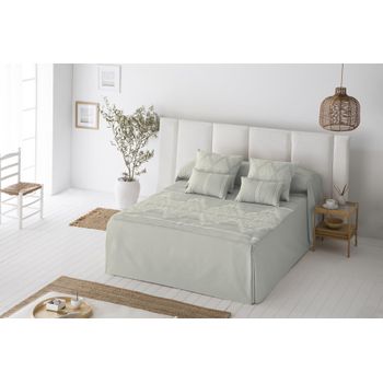 Colcha Edredón Con Volante Y Relleno 240 Gr Idalia Gris Para Cama De 105 Cm