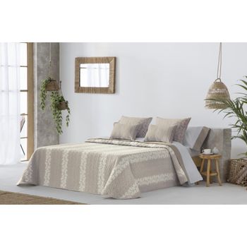 Colcha Bouti Tejido Jacquard Anoia Beige Para Cama De 105 Cm