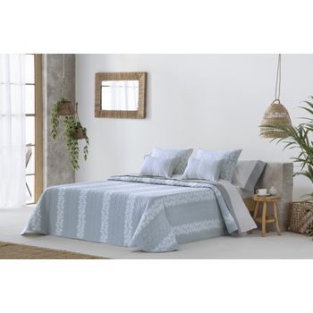 Colcha Bouti Tejido Jacquard Anoia Azul Para Cama De 90 Cm