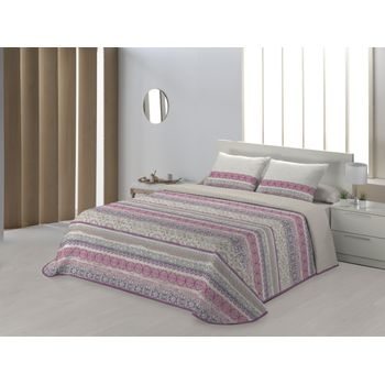 Colcha Bouti Estampado Amaris Rosa Para Cama De 80 Cm