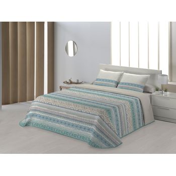 Colcha Bouti Estampado Amaris Turquesa Para Cama De 80 Cm