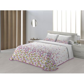 Colcha Bouti Estampado Helen Rosa Para Cama De 90 Cm