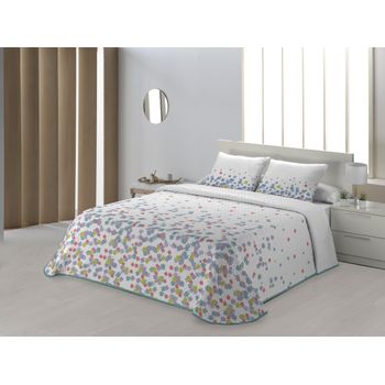 Colcha Bouti Estampado Helen Turquesa Para Cama De 150 Cm