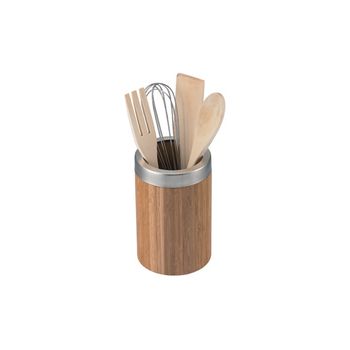 Bote Bambu Con Utensilios Cocina Marca Balvi