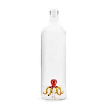 Balvi - octopus botella de vidrio para agua. contiene la figura de un pulpo. 