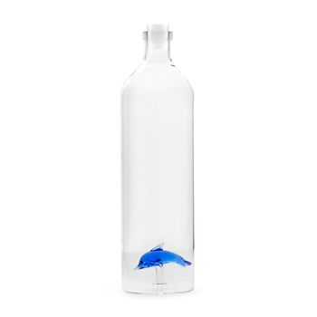 Balvi - dolphin botella de vidrio para agua. contiene la figura de un delfín. 