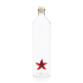 Balvi Botella Starfish Botella 1,2l Para Agua Figura Fijada En El Interior Tapón De Silicona Borosilicato 30 Cm