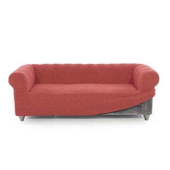 Funda De Tejido Súper Elástico Niagara Sofa 2 Plazas Chester 140 - 180 Cm. Color Coral