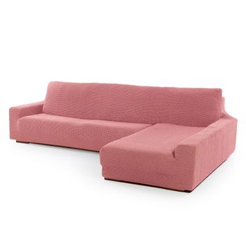 Funda Súper Elástica Para Sofá Chaise Longue Derecha Brazo Largo Niagara De 210-320 Cm Color Rosa Pastel