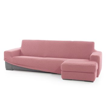 Funda Tejido Elástico Chaise Longue Derecho Niagara Brazo Corto 210 - 320 Cm. Color Rosa Pastel